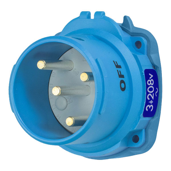 63-68163 - DSN60 INLET POLY BLUE SIZE 3 TYPE 4X IP 69 3P+G 60A 208 VAC 60 Hz NO AUX